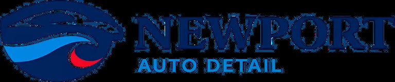 Newport Auto Detail logo with stylized wave and car design in blue and red